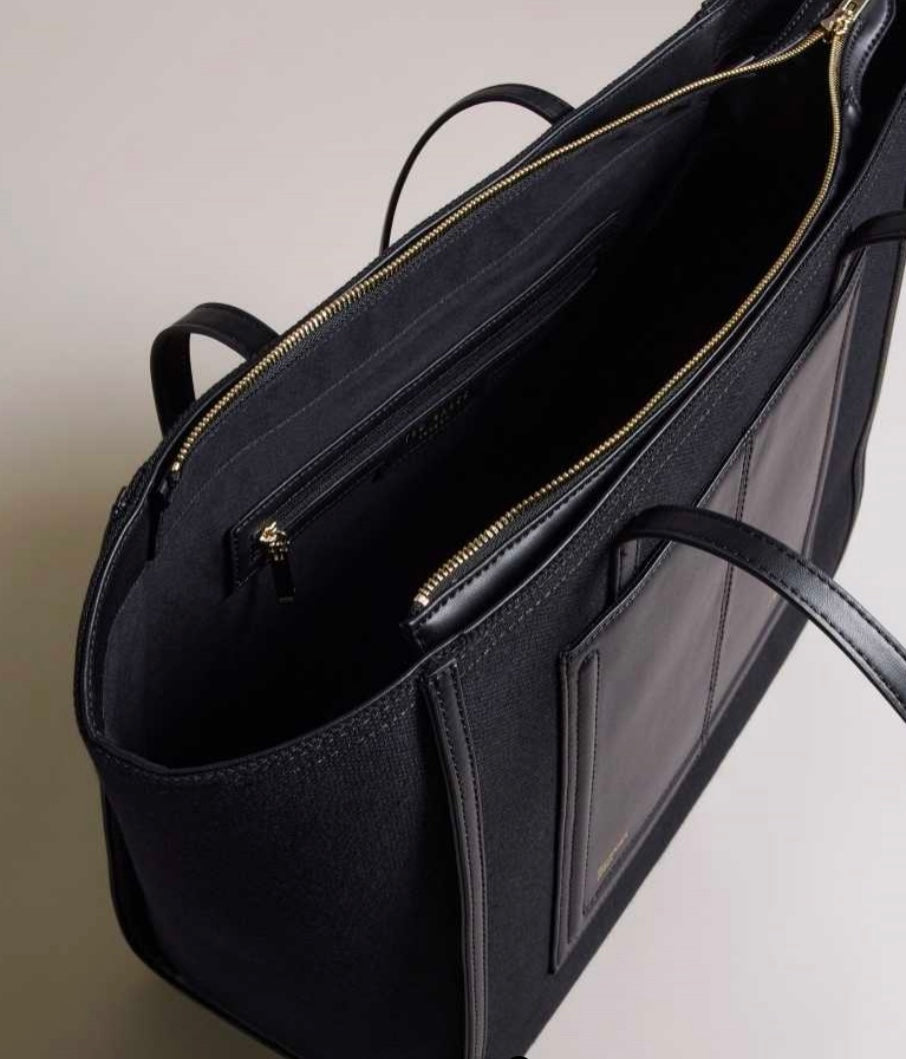 Jet Black Ted Baker Aksani Large Canvas Tote Bag
