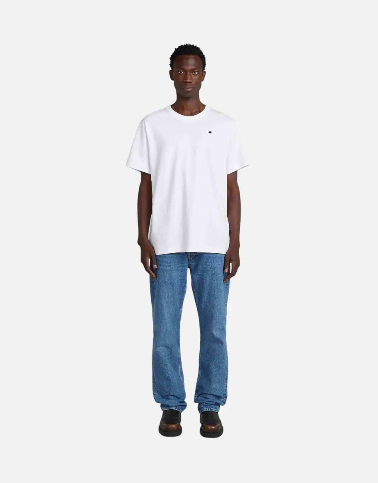 G-Star RAW Back Photo Print Loose White Knee Patch T-Shirt