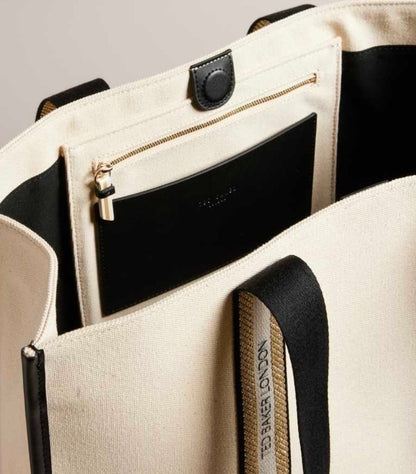 Black Ted Baker Georjey Branded Webbing Canvas Tote