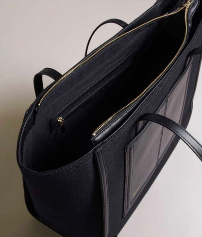 Jet Black Ted Baker Aksani Large Canvas Tote Bag