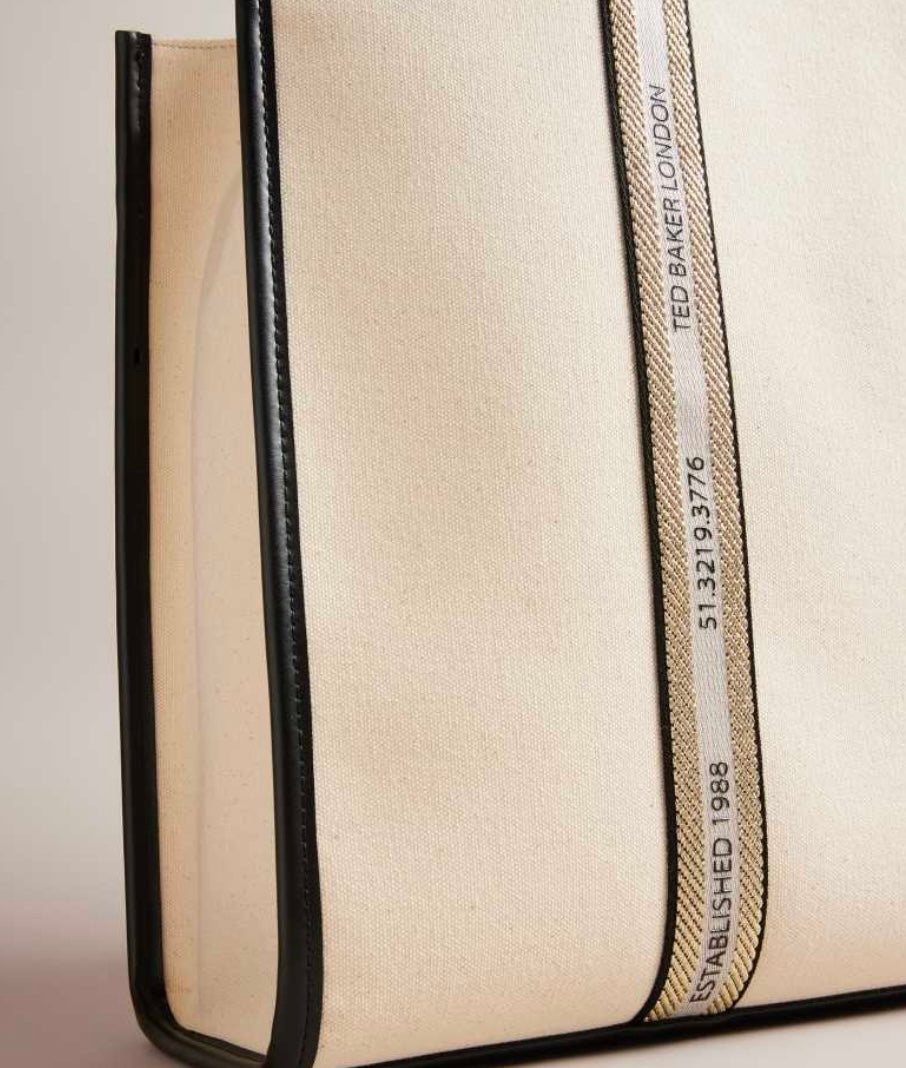 Black Ted Baker Georjey Branded Webbing Canvas Tote
