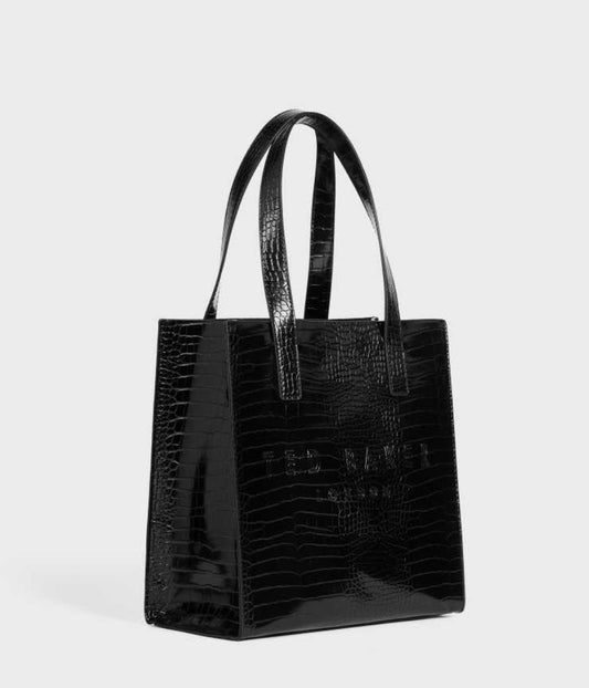 Black Ted Baker Reptcon Croc Detail Small Icon Bag