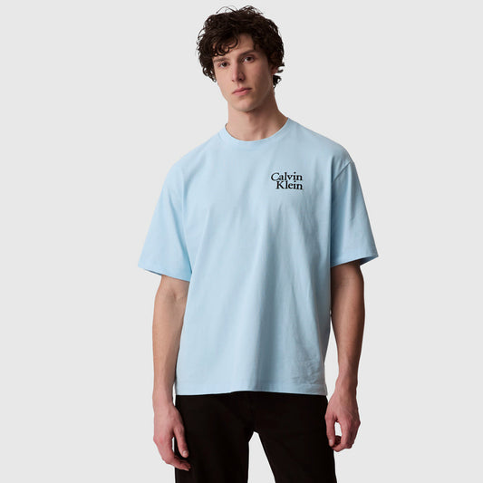 Script Graphic T-Shirt - Light Blue