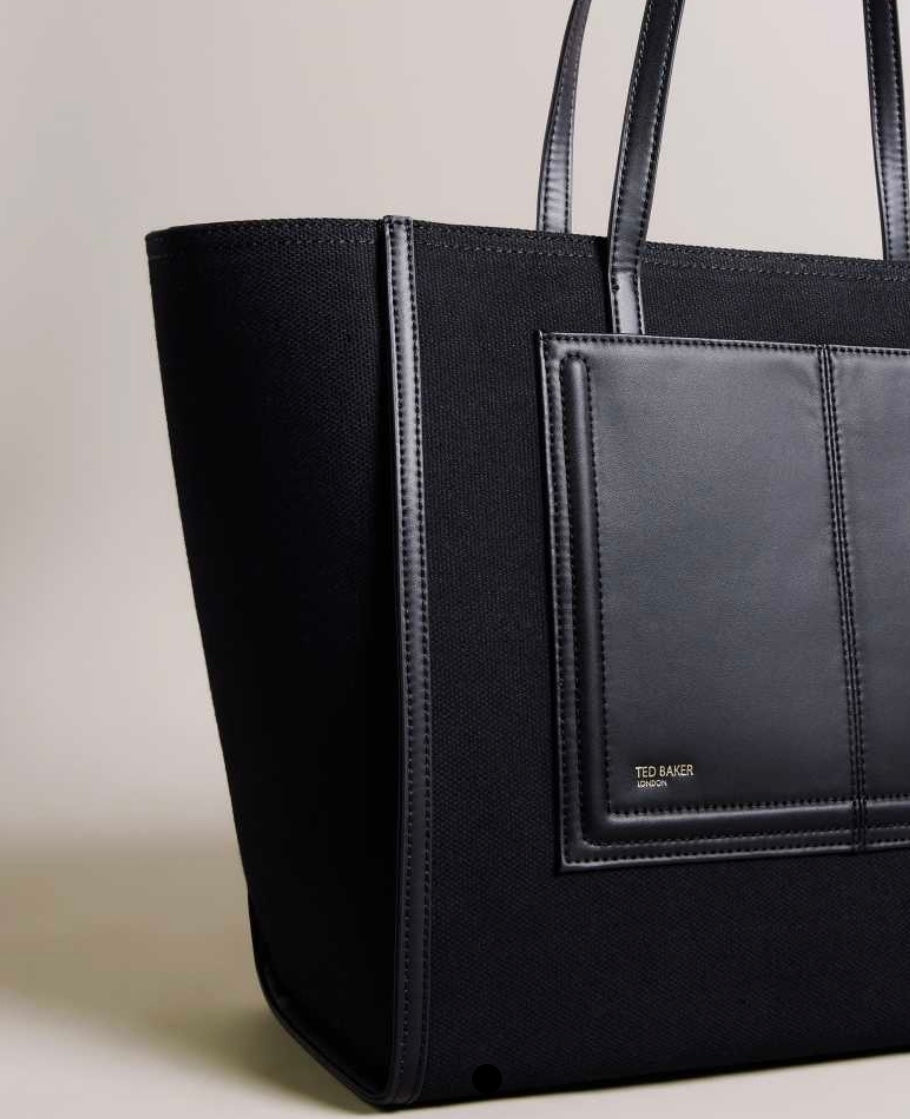Jet Black Ted Baker Aksani Large Canvas Tote Bag