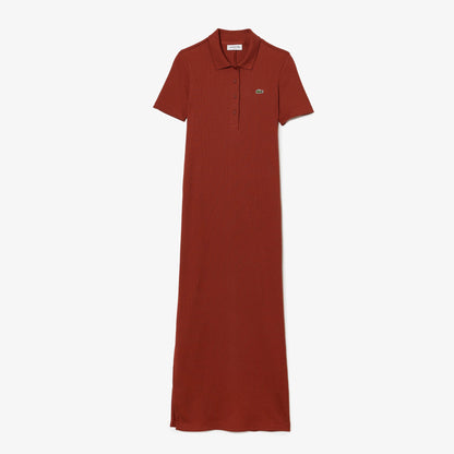 Long Ribbed Cotton Polo Dress