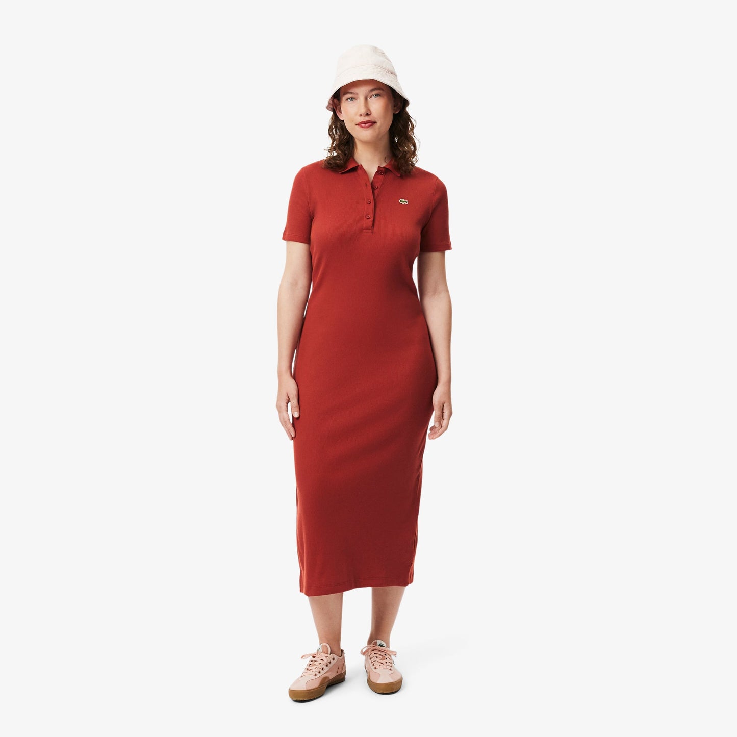 Long Ribbed Cotton Polo Dress
