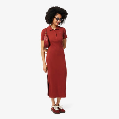 Long Ribbed Cotton Polo Dress