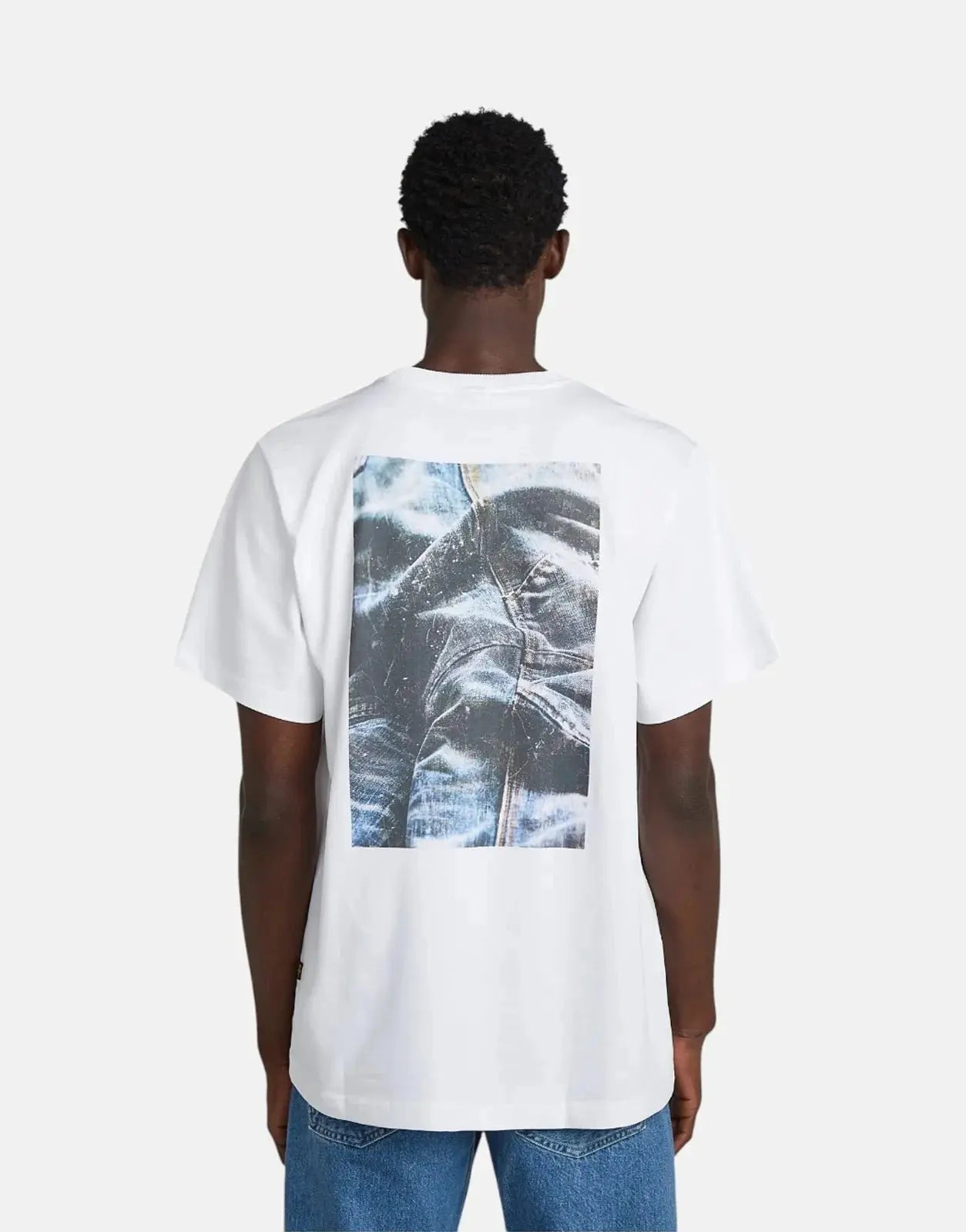 G-Star RAW Back Photo Print Loose White Knee Patch T-Shirt