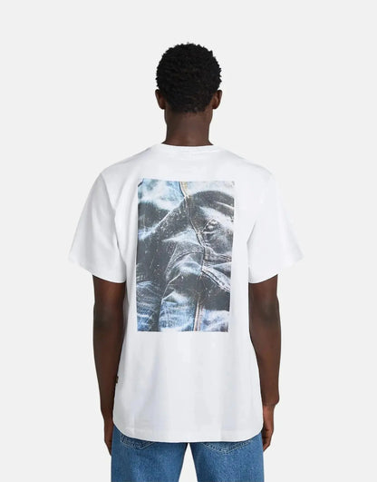 G-Star RAW Back Photo Print Loose White Knee Patch T-Shirt