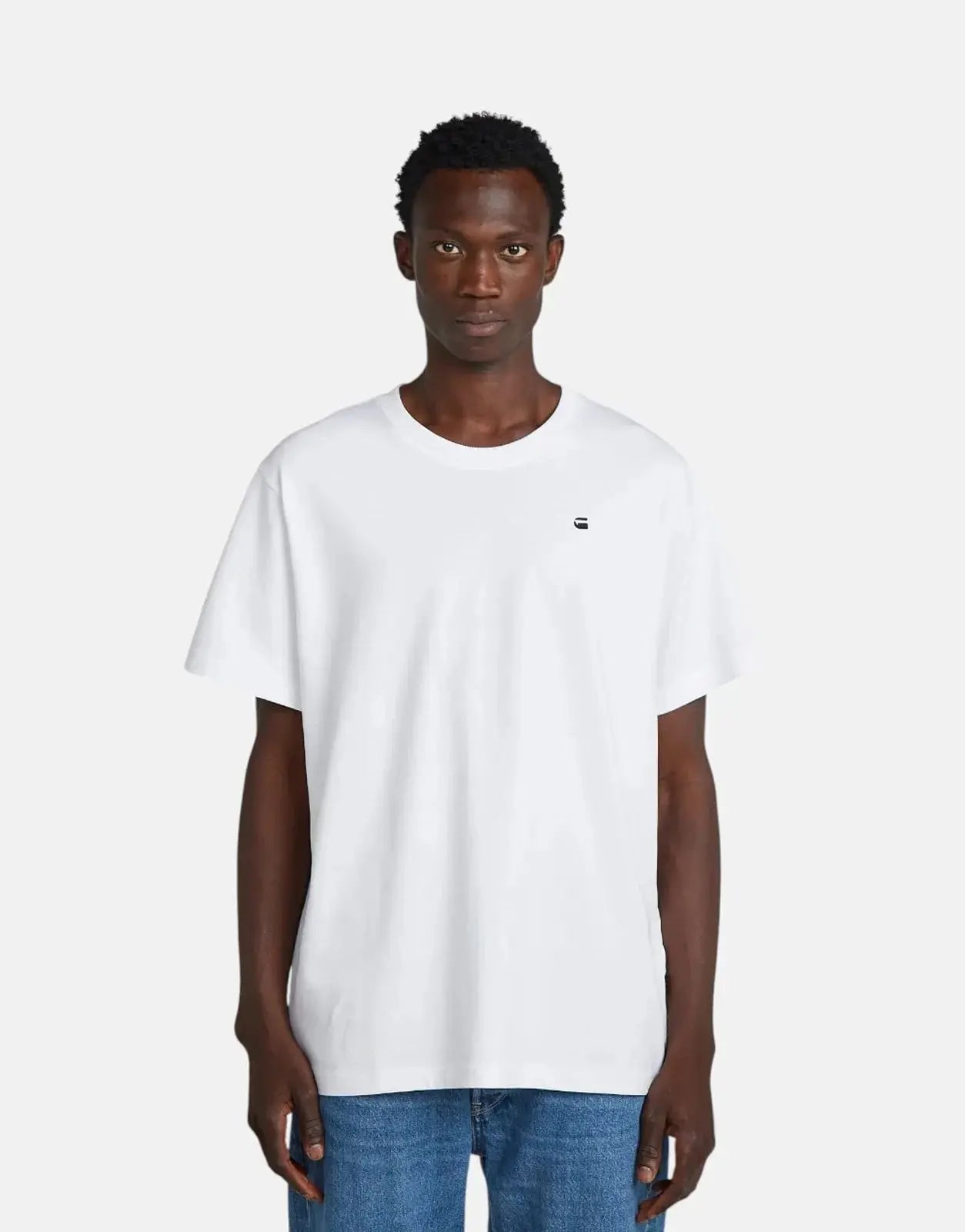 G-Star RAW Back Photo Print Loose White Knee Patch T-Shirt